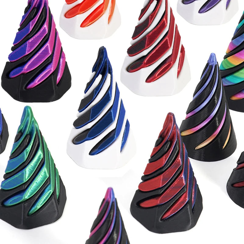 3D Printed Toys Rotating Pyramid 3D Printed Spiral Cone Relief Toys 3D Printed Spinning Anti-Stress Toy Fidget Rotating Pyramid