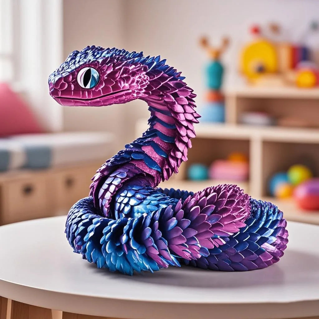 3D Printed Snake Desktop Articulated Snake Collectibles Creative Snake Model Sensory Toys Desktop Ornament 3D Printed Toys