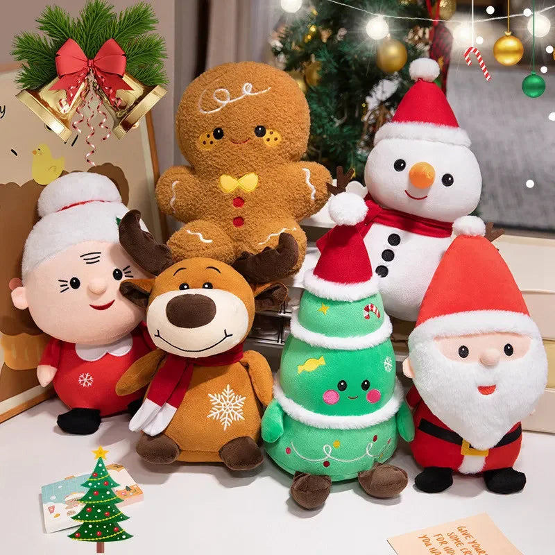 Lovely Christmas Series Plush Toys Cute Santa Claus Christmas tree Gingerbread man Reindeer Snowman Grandma Doll Gift