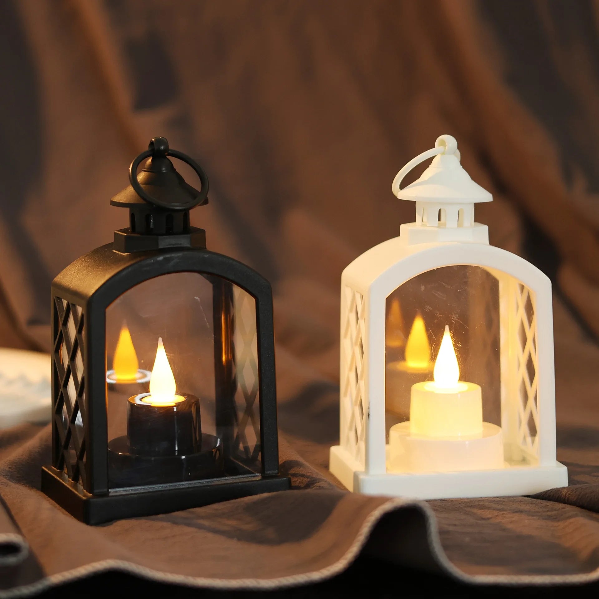 European Christmas Decor Set: Christmas Tree Ornament + Window Wreath + Arch Mini Lantern Candle Lamp for Holiday Arrangement