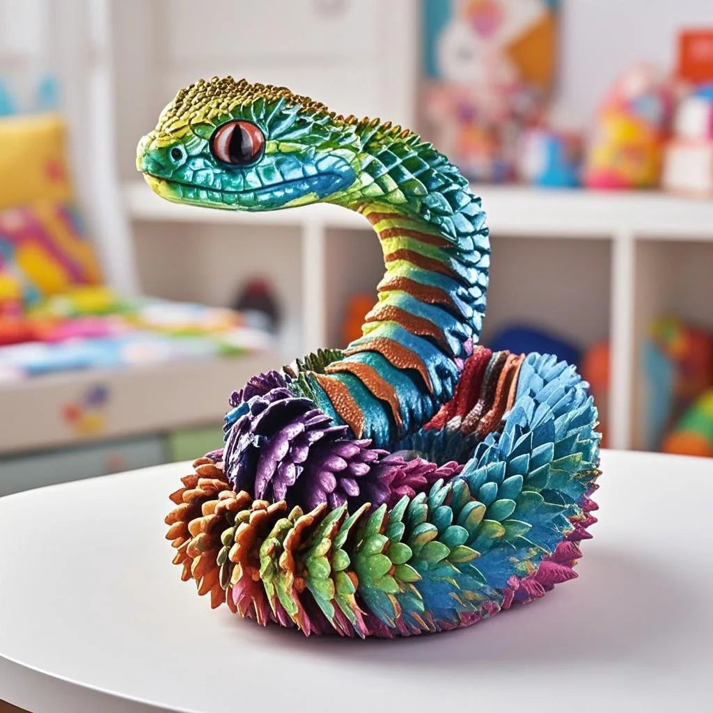 3D Printed Snake Desktop Articulated Snake Collectibles Creative Snake Model Sensory Toys Desktop Ornament 3D Printed Toys