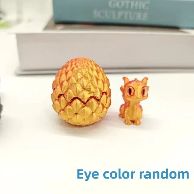 3D Printed Dragon Egg with Baby Dragon Inside - Mini Decorative Figurine for Home & Desktop Ornament, Kids Birthday Gift