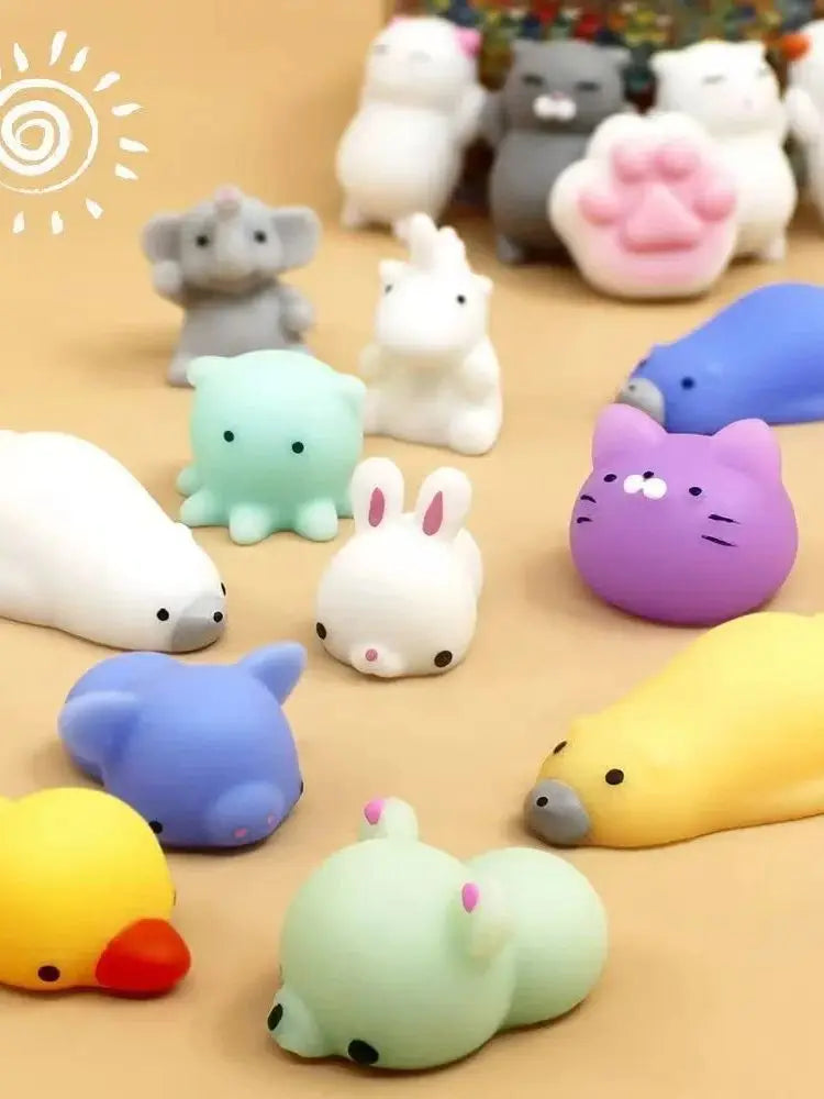 20 Pcs Random Cute Animals Vent and Relieve Stress with Toys and Small Gifts Soft Rubber Animal Pinching