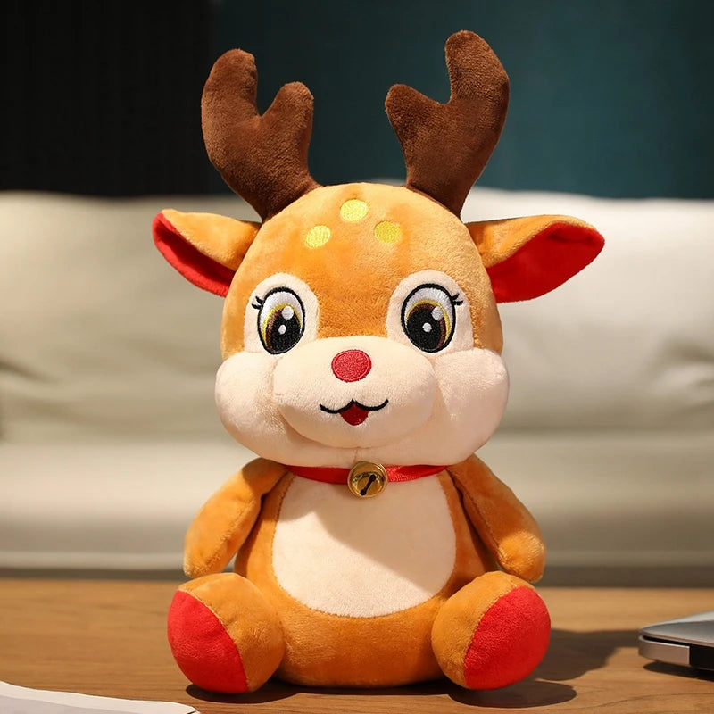 About 20cm Cartoon Christmas Collection Plush Toy Cute Santa Claus Christmas Elk Snowman Pillow Xmas Decor Gifts
