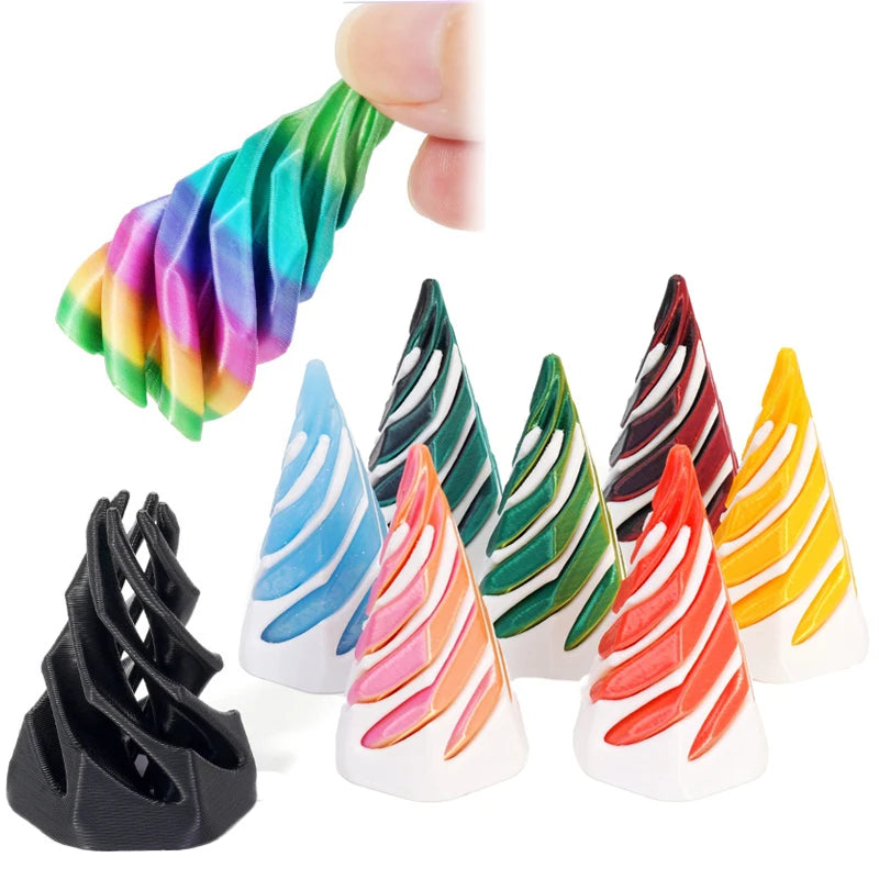 3D Printed Toys Rotating Pyramid 3D Printed Spiral Cone Relief Toys 3D Printed Spinning Anti-Stress Toy Fidget Rotating Pyramid