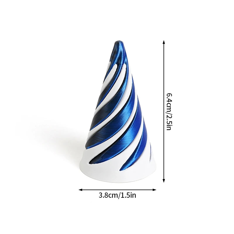 3D Printed Toys Rotating Pyramid 3D Printed Spiral Cone Relief Toys 3D Printed Spinning Anti-Stress Toy Fidget Rotating Pyramid