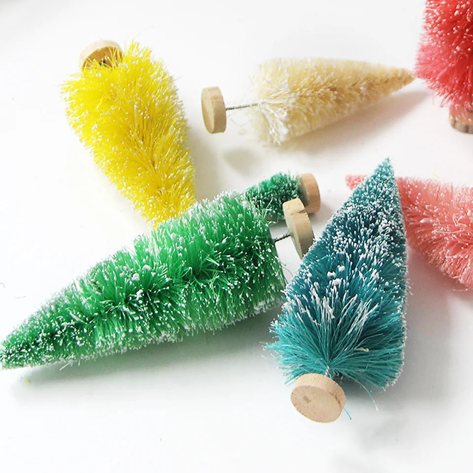 8PCS Multi Size Christmas Pine Tree Colorful Mini Trees for Xmas Home Desktop Ornaments Noel Party Table Decoration Supply