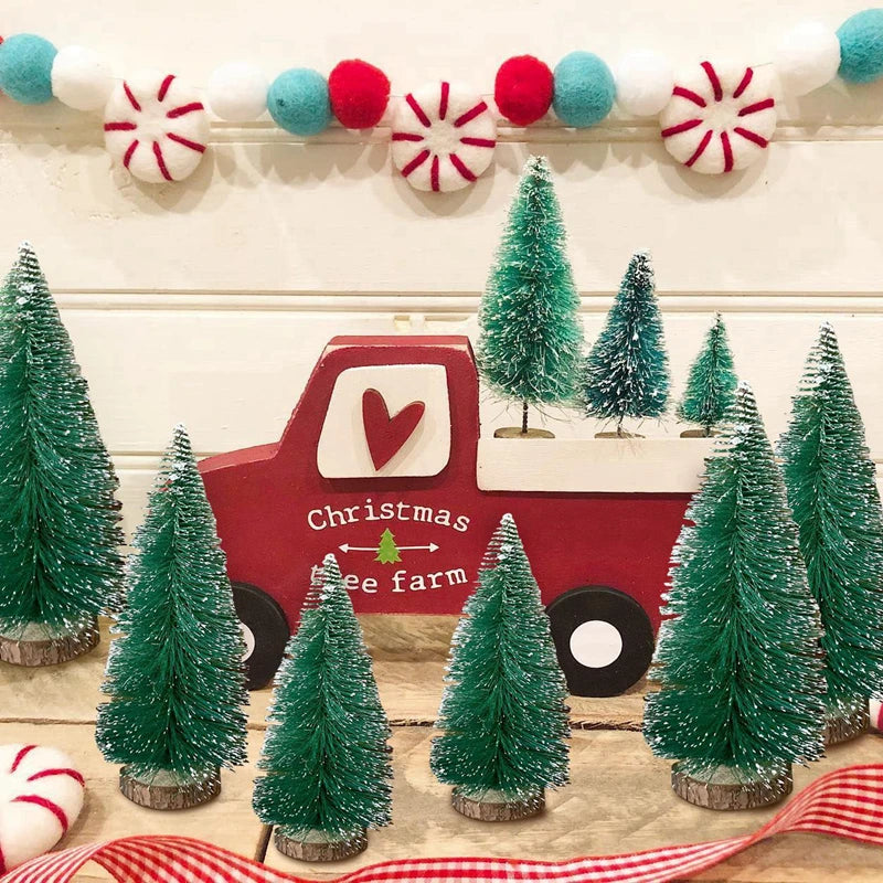 8PCS Multi Size Christmas Pine Tree Colorful Mini Trees for Xmas Home Desktop Ornaments Noel Party Table Decoration Supply