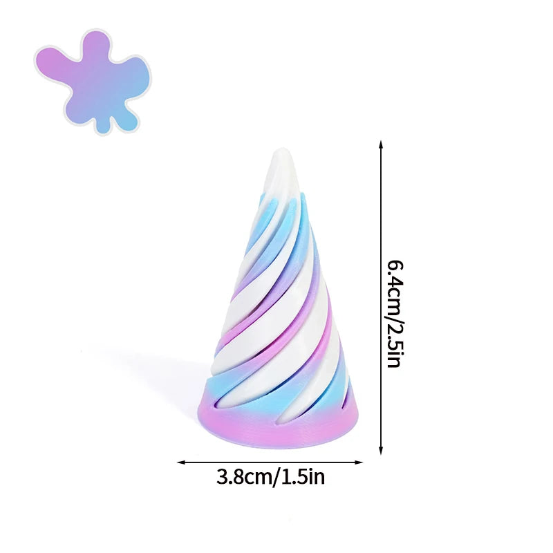 3D Printed Toys Rotating Pyramid 3D Printed Spiral Cone Relief Toys 3D Printed Spinning Anti-Stress Toy Fidget Rotating Pyramid