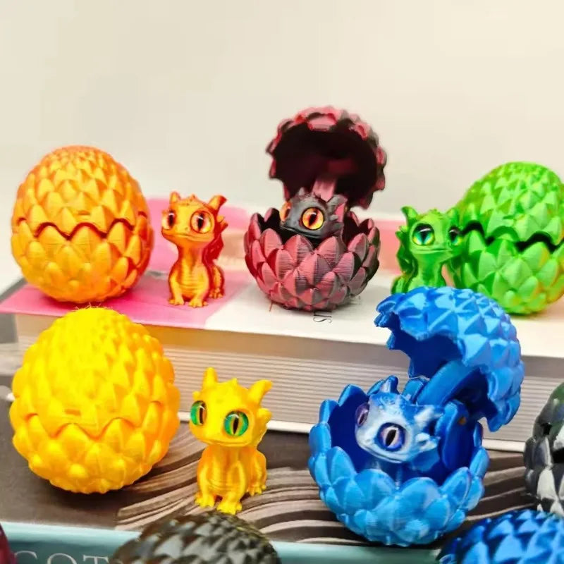 3D Printed Dragon Egg with Baby Dragon Inside - Mini Decorative Figurine for Home & Desktop Ornament, Kids Birthday Gift