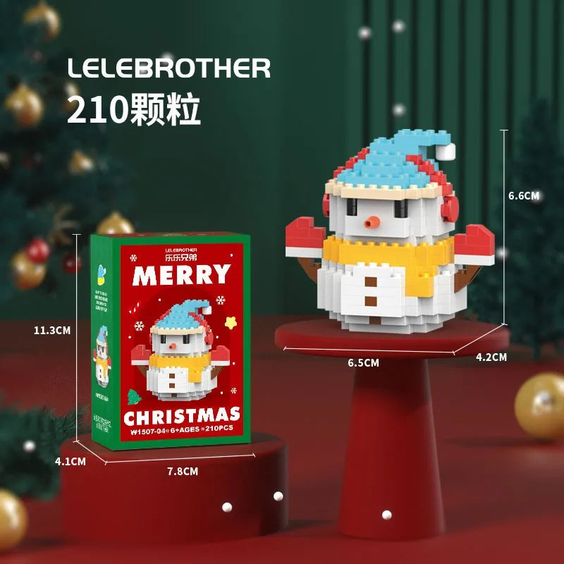 Christmas Building Blocks Mini Santa Claus Model Micro DIY Bricks Snowman Decoration Children Gift Puzzle Assembling Toys