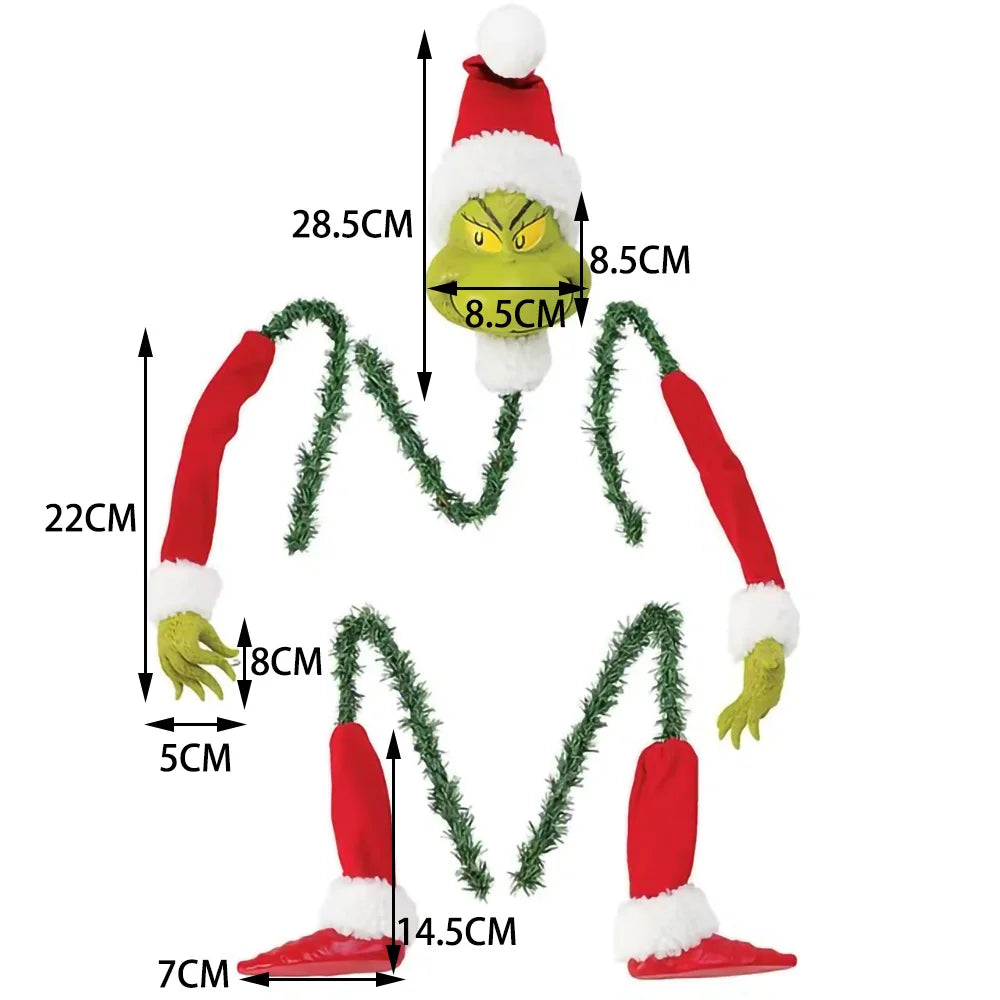 5Pcs Arm Leg Head Ornaments Holder Head/Arms and Legs Grinch Tree Topper Decor Xmas Elf Body Tree Decoration for Xmas Party