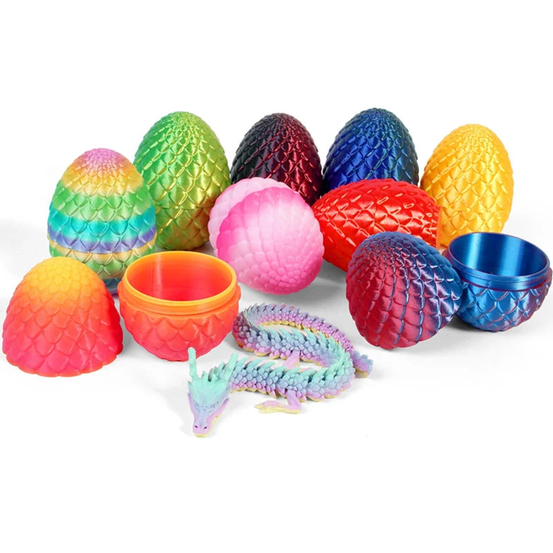 3D Printed Dragon Egg with Dragon Full Articulated Dragon Modle Movable Rotatable Articulated Desktop Ornament Kid Toy & Decor
