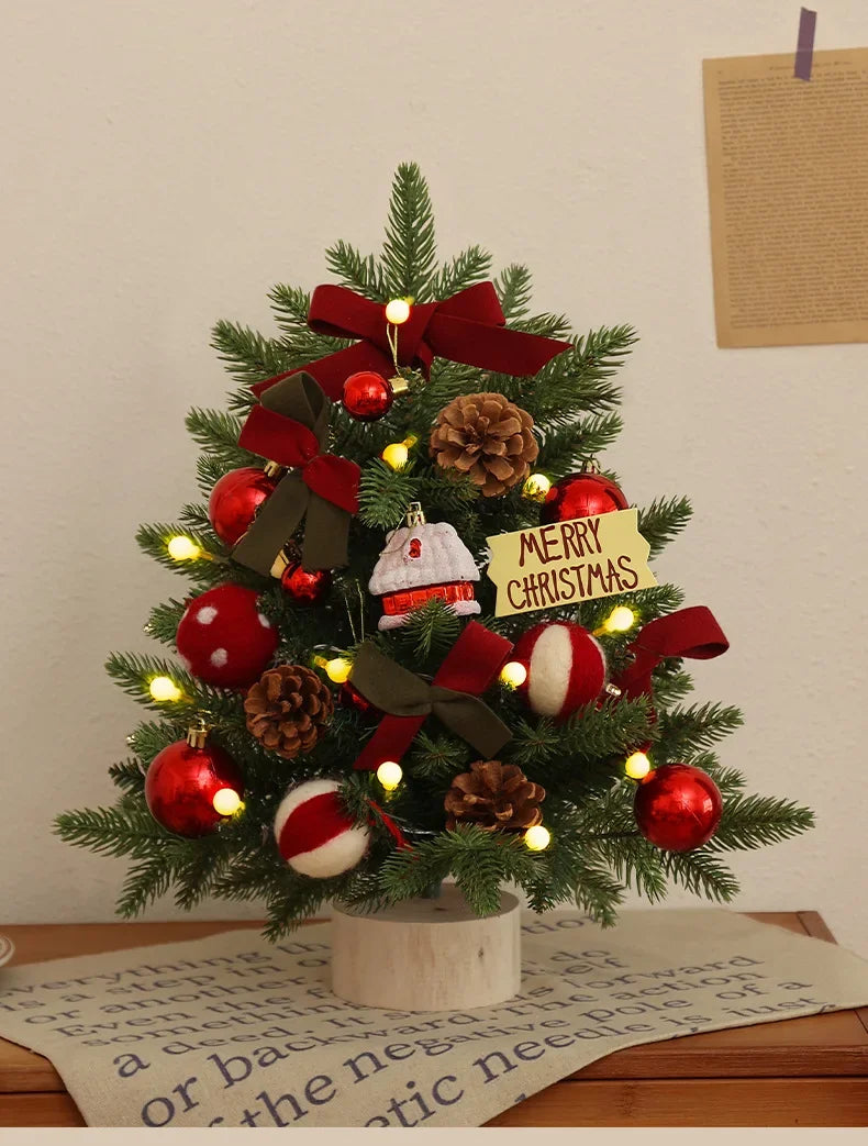 Christmas Tree Artificial Plants DIY Handicraft Pinecone Pine Branch Christmas Tree Home Party Decorations Desktop Ornament