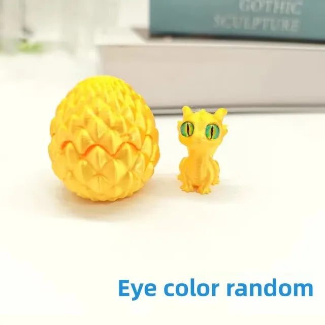 3D Printed Dragon Egg with Baby Dragon Inside - Mini Decorative Figurine for Home & Desktop Ornament, Kids Birthday Gift