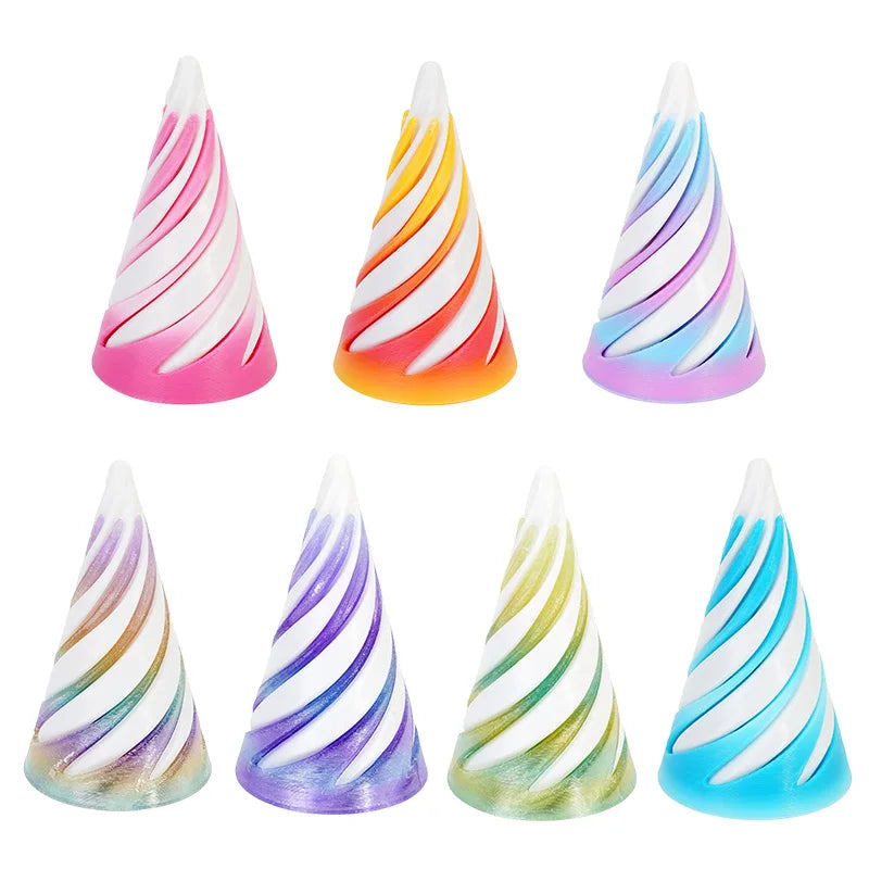 3D Printed Toys Rotating Pyramid 3D Printed Spiral Cone Relief Toys 3D Printed Spinning Anti-Stress Toy Fidget Rotating Pyramid