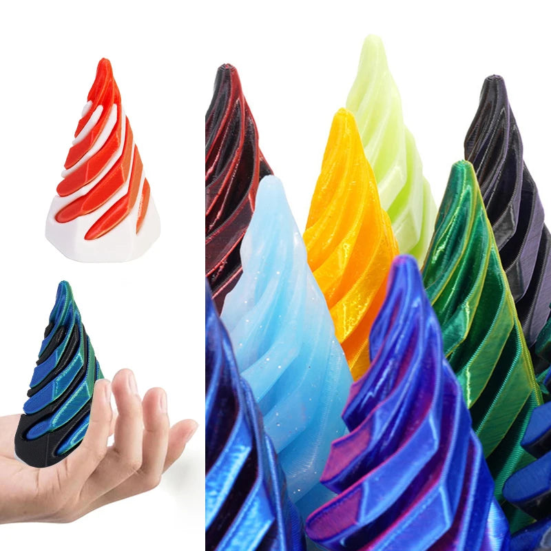 3D Printed Toys Rotating Pyramid 3D Printed Spiral Cone Relief Toys 3D Printed Spinning Anti-Stress Toy Fidget Rotating Pyramid