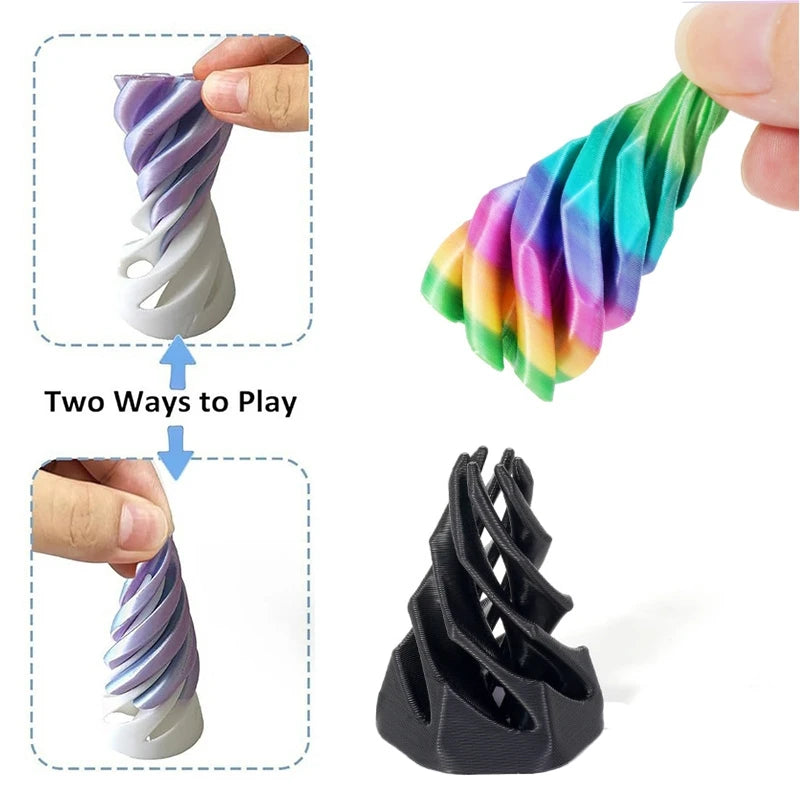 3D Printed Toys Rotating Pyramid 3D Printed Spiral Cone Relief Toys 3D Printed Spinning Anti-Stress Toy Fidget Rotating Pyramid