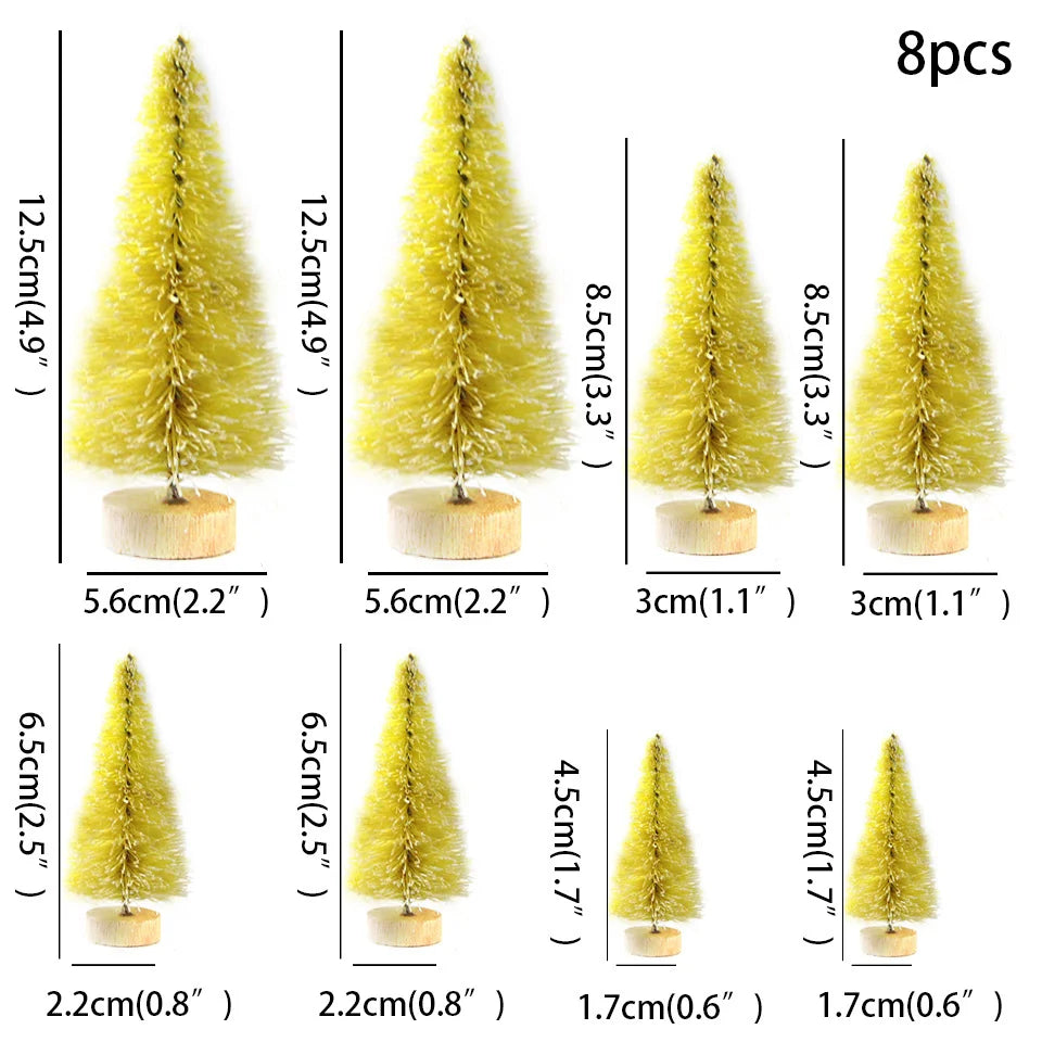8PCS Multi Size Christmas Pine Tree Colorful Mini Trees for Xmas Home Desktop Ornaments Noel Party Table Decoration Supply