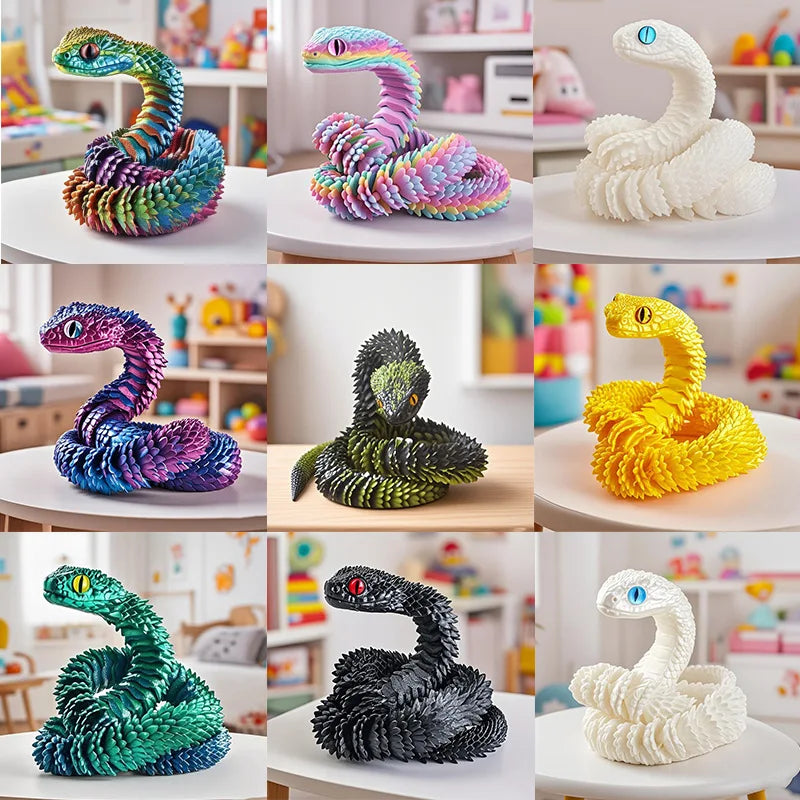 3D Printed Snake Desktop Articulated Snake Collectibles Creative Snake Model Sensory Toys Desktop Ornament 3D Printed Toys
