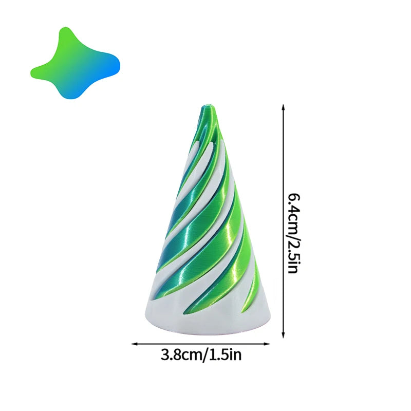 3D Printed Toys Rotating Pyramid 3D Printed Spiral Cone Relief Toys 3D Printed Spinning Anti-Stress Toy Fidget Rotating Pyramid