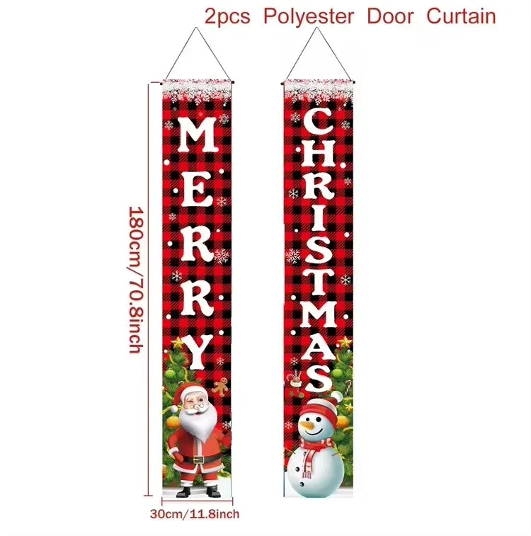 Christmas Hanging Door Banner Merry Christmas Decoration for Home 2025 Xmas Door Decor Navidad Notal Noel Ornament New Year 2026