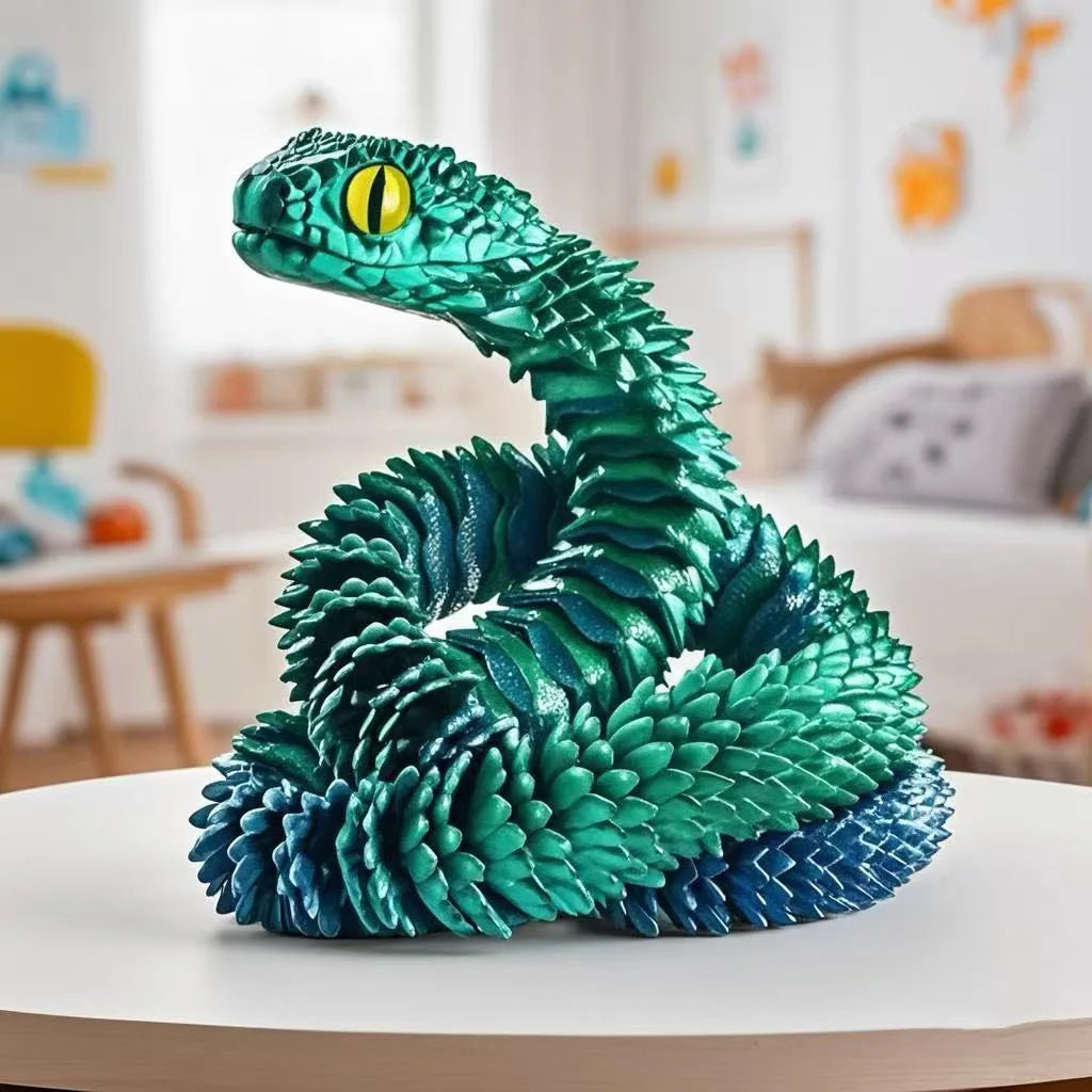 3D Printed Snake Desktop Articulated Snake Collectibles Creative Snake Model Sensory Toys Desktop Ornament 3D Printed Toys