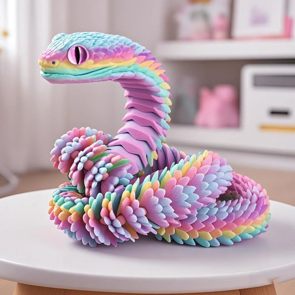 3D Printed Snake Desktop Articulated Snake Collectibles Creative Snake Model Sensory Toys Desktop Ornament 3D Printed Toys