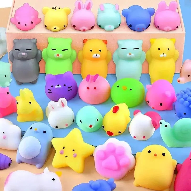 20 Pcs Random Cute Animals Vent and Relieve Stress with Toys and Small Gifts Soft Rubber Animal Pinching