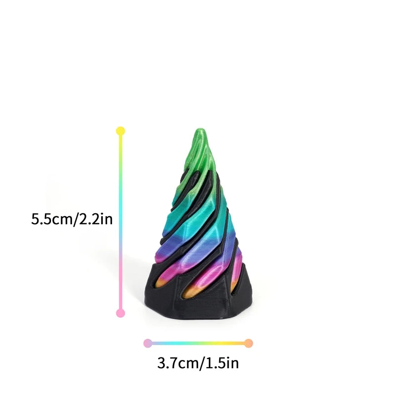 3D Printed Toys Rotating Pyramid 3D Printed Spiral Cone Relief Toys 3D Printed Spinning Anti-Stress Toy Fidget Rotating Pyramid