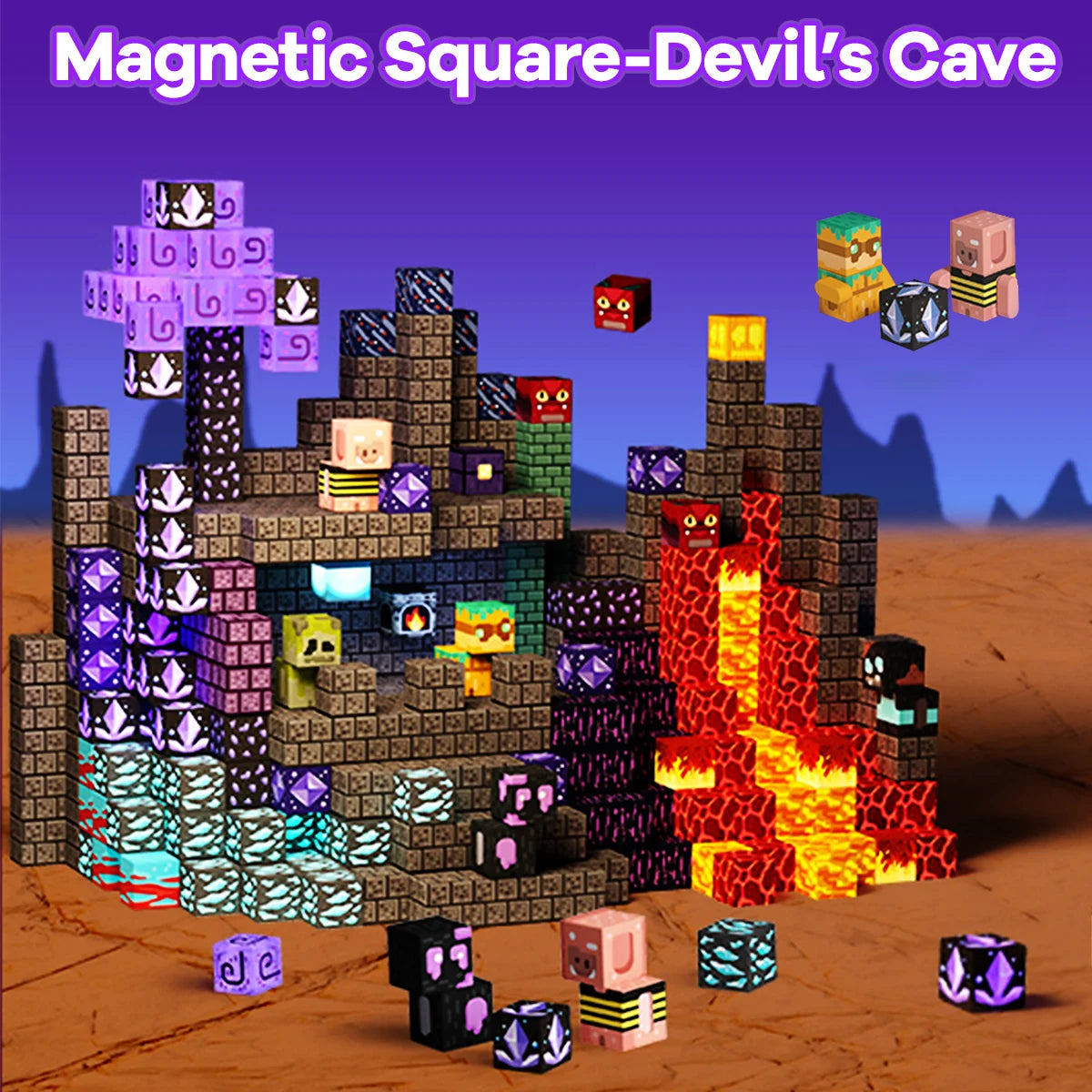 Magnetic Building Blocks Game-Based Build Cave with Magnet Construction Toys STEM Sensory Gift For Kids Birthday 78/100/200PCS