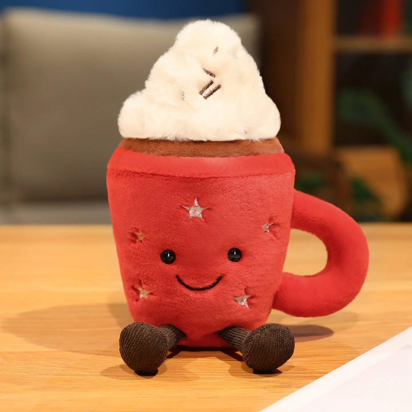 20cm Cute Ice Cream Plush Toy Red Milk Tea Cup Stuffed Doll Cartoon Ice Cream Cup Plushie Girl Room Decoration Ornament Gifts
