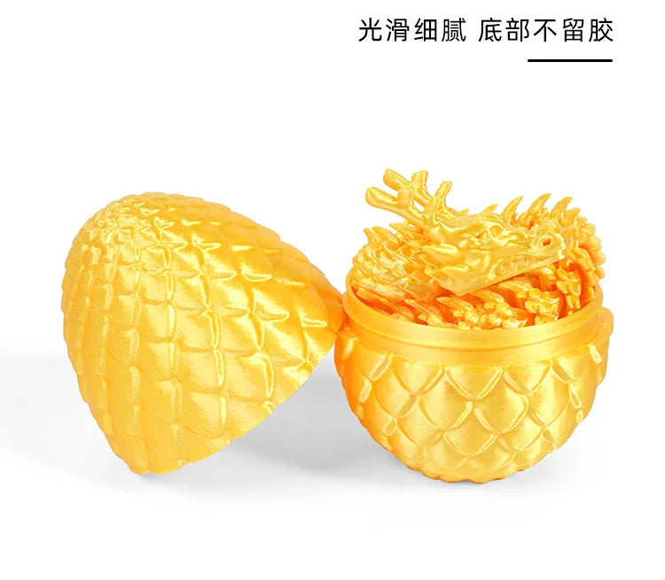 3D Printed Dragon Egg with Dragon Full Articulated Dragon Modle Movable Rotatable Articulated Desktop Ornament Kid Toy & Decor