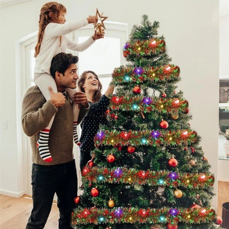 Christmas Decor Color Bars Christmas Parties Atmosphere Venue Layout LED Lights Flower Garlands Christmas Tree Decor DIY Decor