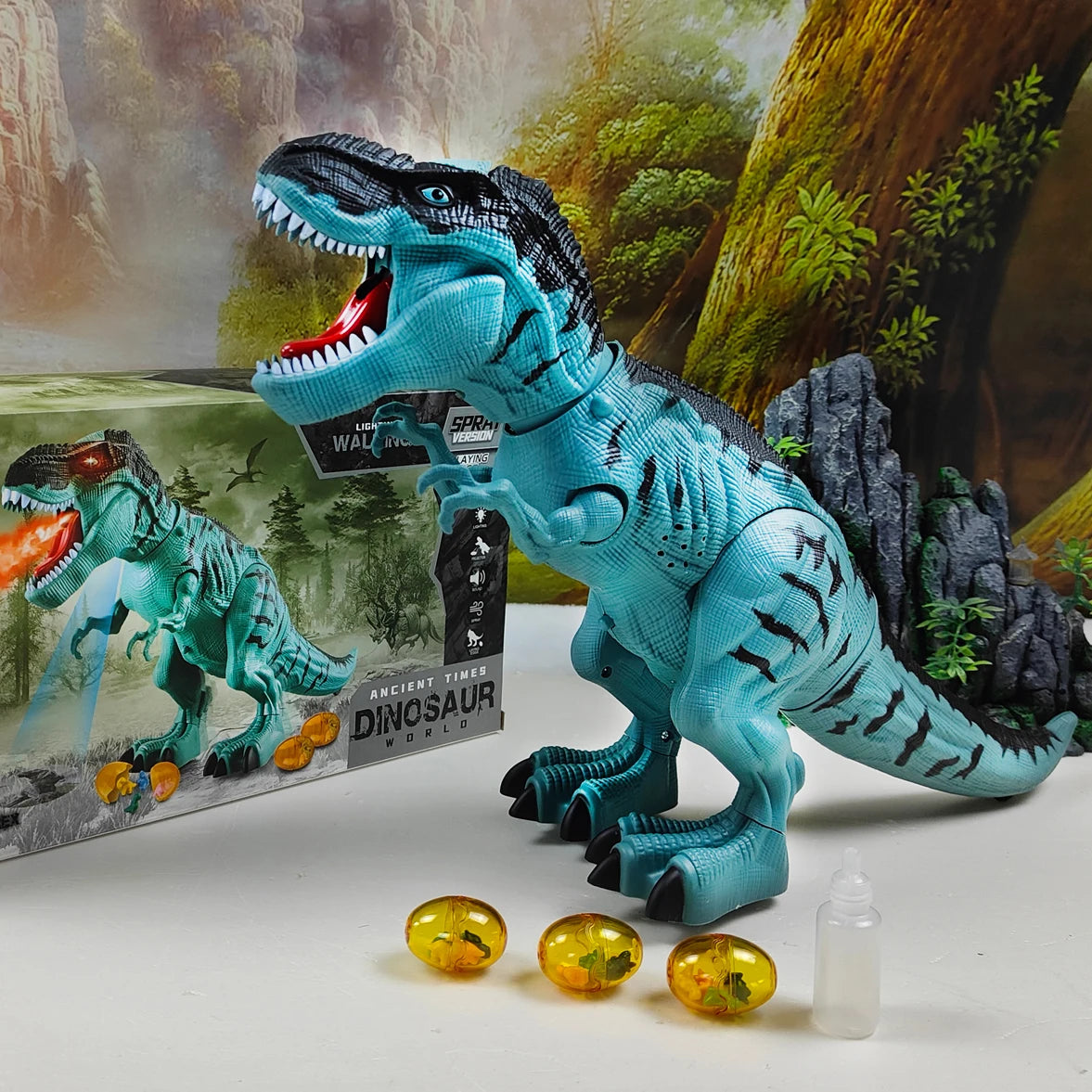 Electric Toy Large Size Walking Spray Lay Eggs Dinosaur Robot  for Kids With Light Sound Mechanical Dinosaurs Model Toys