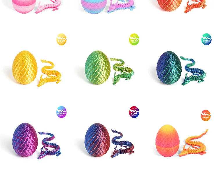 3D Printed Dragon Egg with Dragon Full Articulated Dragon Modle Movable Rotatable Articulated Desktop Ornament Kid Toy & Decor
