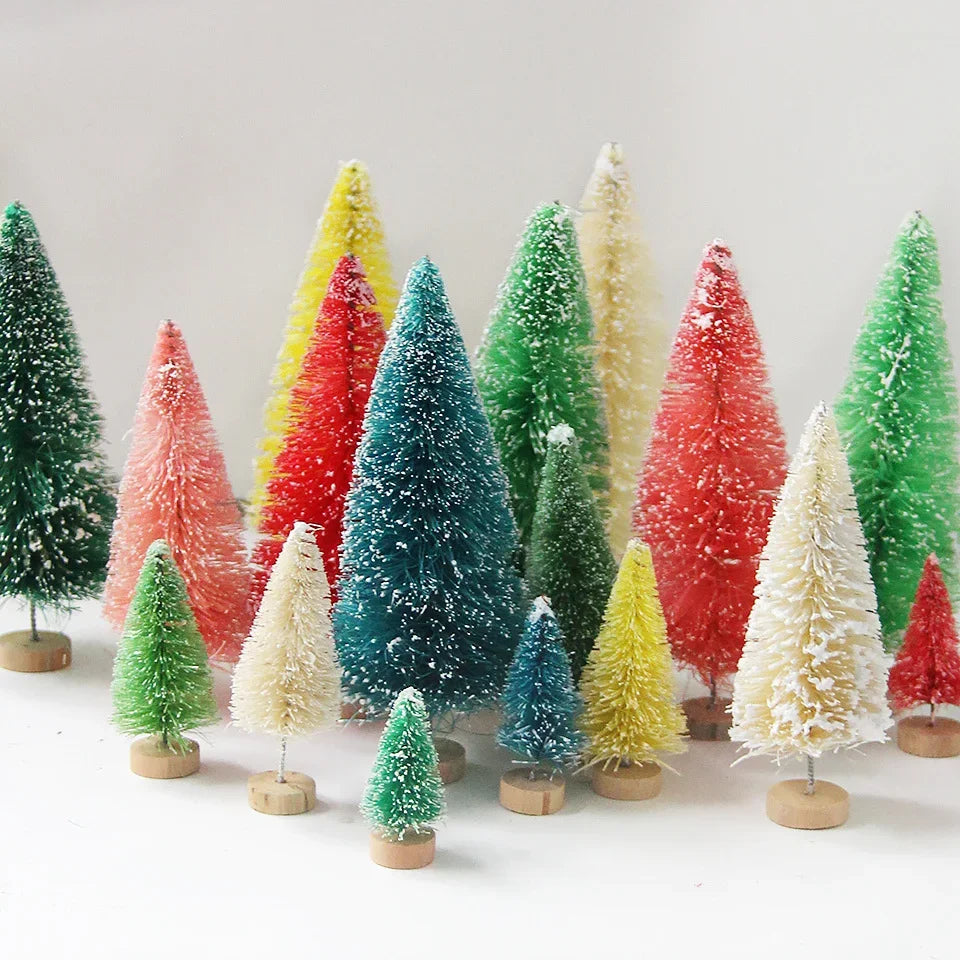 8PCS Multi Size Christmas Pine Tree Colorful Mini Trees for Xmas Home Desktop Ornaments Noel Party Table Decoration Supply