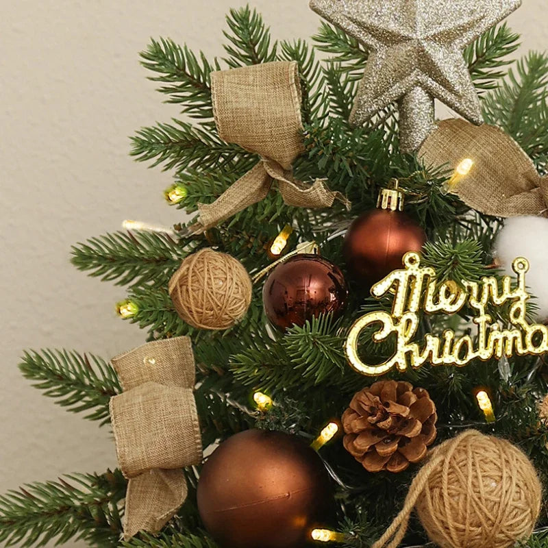 Christmas Tree Artificial Plants DIY Handicraft Pinecone Pine Branch Christmas Tree Home Party Decorations Desktop Ornament