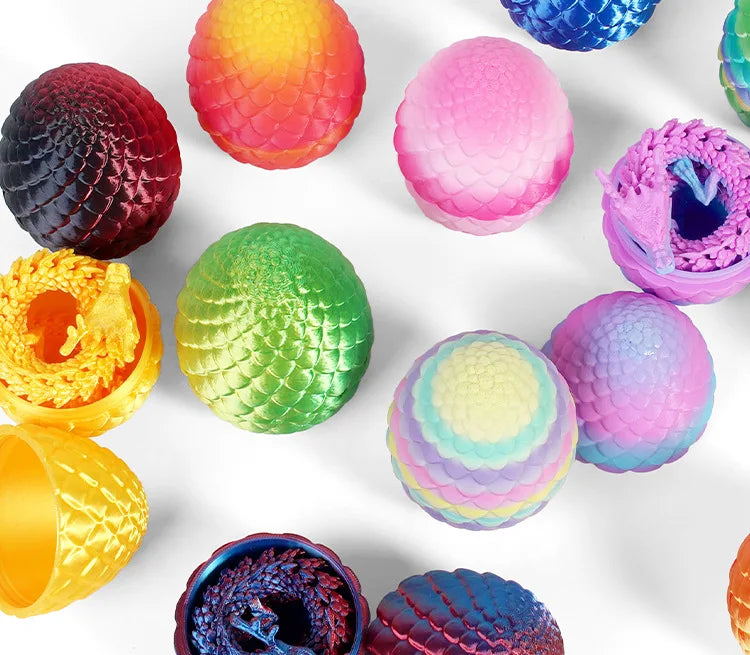 3D Printed Dragon Egg with Dragon Full Articulated Dragon Modle Movable Rotatable Articulated Desktop Ornament Kid Toy & Decor