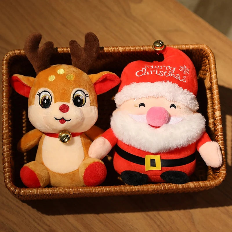 About 20cm Cartoon Christmas Collection Plush Toy Cute Santa Claus Christmas Elk Snowman Pillow Xmas Decor Gifts