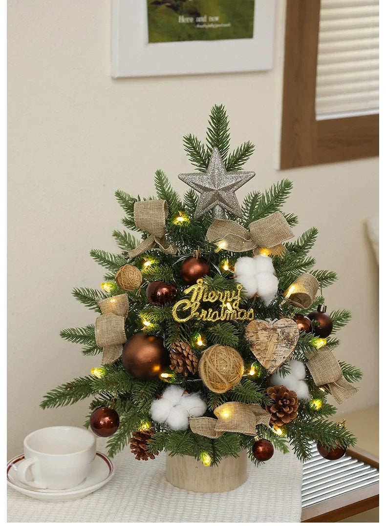 Christmas Tree Artificial Plants DIY Handicraft Pinecone Pine Branch Christmas Tree Home Party Decorations Desktop Ornament