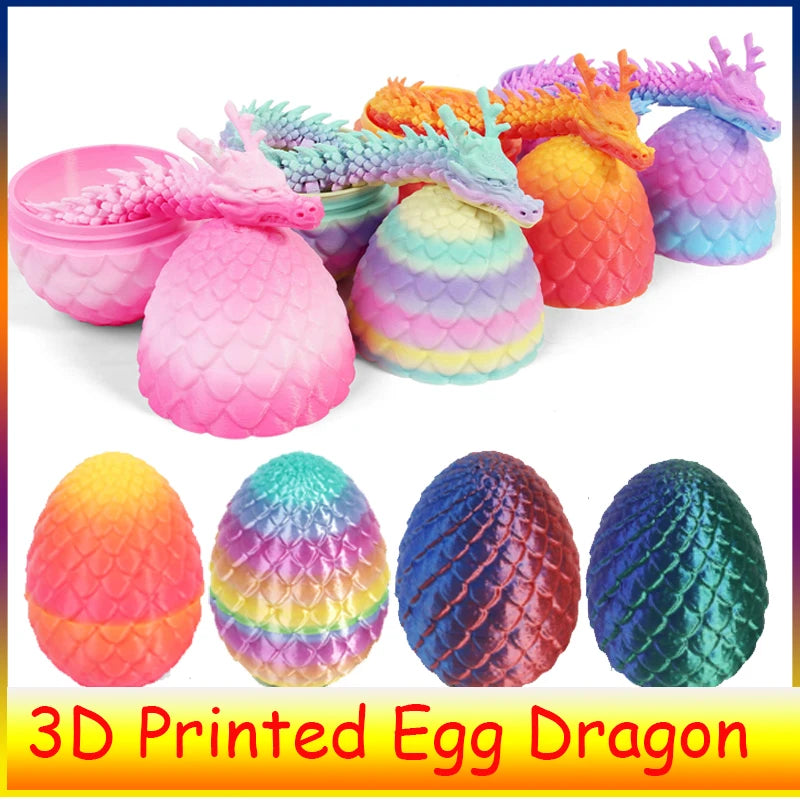3D Printed Dragon Egg with Dragon Full Articulated Dragon Modle Movable Rotatable Articulated Desktop Ornament Kid Toy & Decor