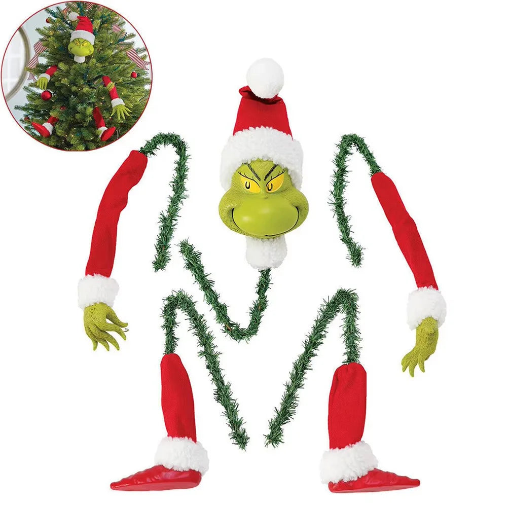 5Pcs Arm Leg Head Ornaments Holder Head/Arms and Legs Grinch Tree Topper Decor Xmas Elf Body Tree Decoration for Xmas Party