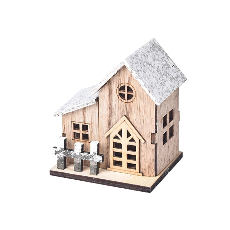 Christmas House Cottages DIY Toys Ornament Landscape Decor Dollhouse LED Luminous Wooden Deskop Decoration Happy New Year Gifts