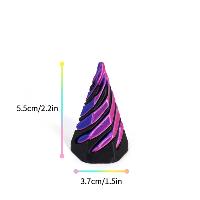 3D Printed Toys Rotating Pyramid 3D Printed Spiral Cone Relief Toys 3D Printed Spinning Anti-Stress Toy Fidget Rotating Pyramid