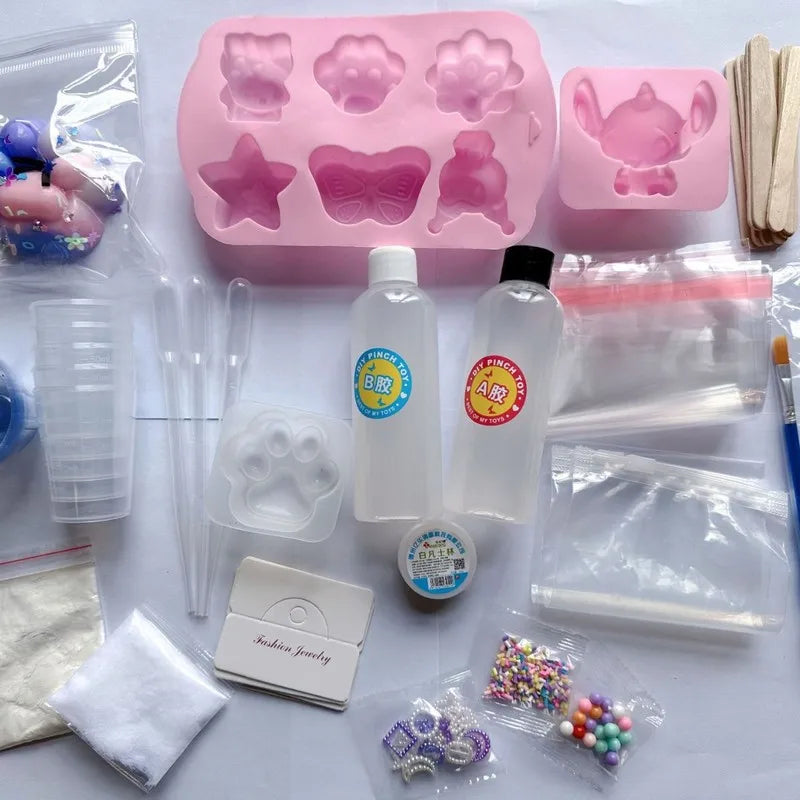 Hot Selling Silicone Kneading DIY Material Set Homemade AB Glue Handmade Mold Cat Claw Cute Toy Glue Children's DIY Toy Gift