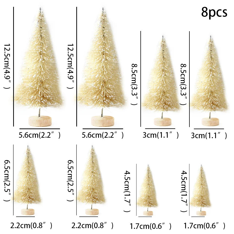 8PCS Multi Size Christmas Pine Tree Colorful Mini Trees for Xmas Home Desktop Ornaments Noel Party Table Decoration Supply