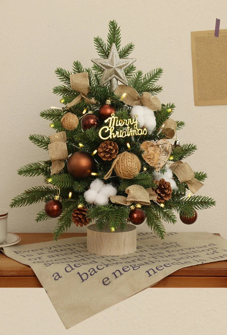 Christmas Tree Artificial Plants DIY Handicraft Pinecone Pine Branch Christmas Tree Home Party Decorations Desktop Ornament