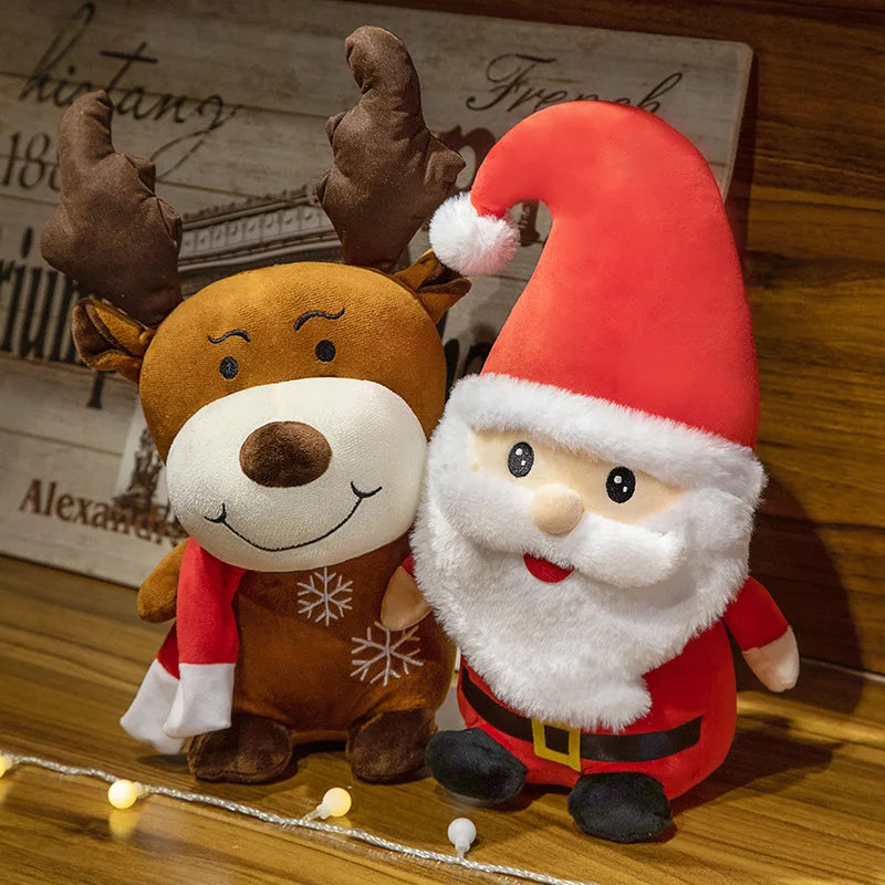 About 20cm Cartoon Christmas Collection Plush Toy Cute Santa Claus Christmas Elk Snowman Pillow Xmas Decor Gifts
