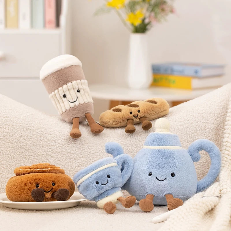 Cartoon Fun Hot Sell Cookie Plush Doll Pentant Cake Baguette Cinnamon Teapot Coffee Cup Plush Toy Home Decor Gift For Children